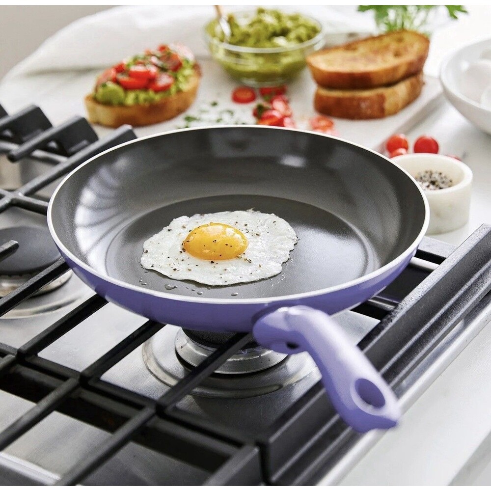 Green Life Essentials 8” Ceramic Nonstick Aluminum Frypan/Skillet, Purple, NEW!